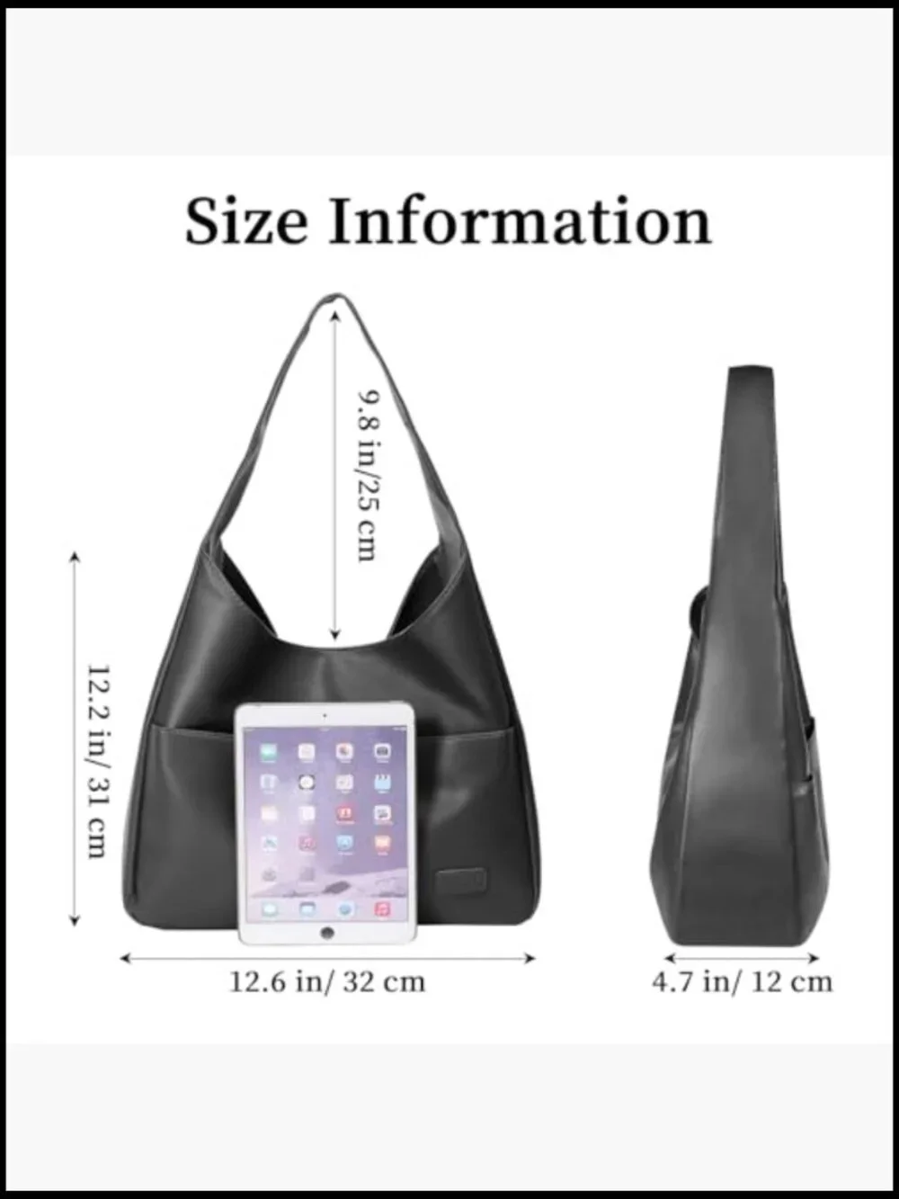 Vegan Leather Hobo Bag Large Soft Shoulder Tote Purse Everyday Chic